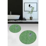 Evdeya Dijital Yıkanabilir Kaymaz Modern Kuş Desen İkili Banyo Paspas Yuvarlak Klozet Takımı Y-KLOZET-36, Yeşil, 40 x 60