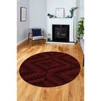 Evdeya Düz Renk Sade Kilim Motifli Dijital Kaymaz Taban Yıkanabilir Yuvarlak Salon Halısı Y-SADE-33, Bordo, 60 x 60