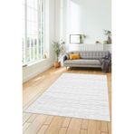 Evdeya Düz Renk Sade Motifli Dijital Kaymaz Taban Yıkanabilir Yolluk Salon Halısı SADE-32, Beyaz, 80 x 200
