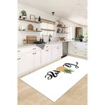 Evdeya Home Yazılı Ananas Desenli Yıkanabilir Kaymaz Taban Yolluk Mutfak Halısı MUTFAK-31, Beyaz, 80 x 150