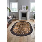 Evdeya İskandinav Çerçeve Desen Modern Yıkanabilir Yolluk Mutfak Oval Salon Halısı O-ÇERÇEVELİ-16, Turuncu, 80 x 300