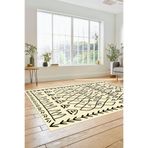 Evdeya İskandinav Desen Dijital Kaymaz Yıkanabilir Mutfak Koridor Salon Halısı İSKANDİNAV-19, Krem Rengi, 120 x 250