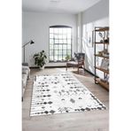 Evdeya İskandinav Desen Modern Kaymaz Taban Yıkanabilir Yolluk Mutfak Salon Halısı İSKANDİNAV-24, Beyaz, 100 x 200