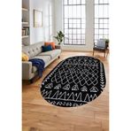 Evdeya İskandinav Kaymaz Taban Yıkanabilir Oval Yolluk Mutfak Koridor Salon Halısı O-İSKANDİNAV-19, Antrasit, 100 x 300