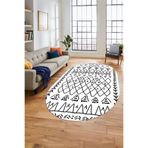 Evdeya İskandinav Kaymaz Taban Yıkanabilir Oval Yolluk Mutfak Koridor Salon Halısı O-İSKANDİNAV-19, Beyaz, 100 x 250