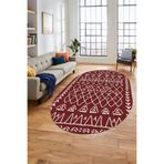 Evdeya İskandinav Kaymaz Taban Yıkanabilir Oval Yolluk Mutfak Koridor Salon Halısı O-İSKANDİNAV-19, Bordo, 180 x 300