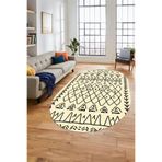 Evdeya İskandinav Kaymaz Taban Yıkanabilir Oval Yolluk Mutfak Koridor Salon Halısı O-İSKANDİNAV-19, Krem Rengi, 100 x 200