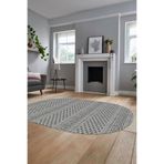 Evdeya Kilim Desenli Dijital Kaymaz Taban Yıkanabilir Sade Oval Yolluk Koridor Salon Halısı O-SADE-21, Gri, 100 x 250