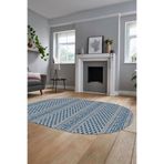 Evdeya Kilim Desenli Dijital Kaymaz Taban Yıkanabilir Sade Oval Yolluk Koridor Salon Halısı O-SADE-21, Mavi, 120 x 250