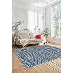 Evdeya Kilim Desenli Dijital Kaymaz Taban Yıkanabilir Sade Yolluk Mutfak Koridor Salon Halısı SADE-21, Mavi, 100 x 200