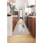 Evdeya Kitchen Yazılı Modern Kaymaz Taban Yıkanabilir Yolluk Mutfak Halısı MUTFAK-41, Gri-Beyaz, 40 x 60