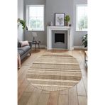 Evdeya Modern Kilim Desenli Dijital Kaymaz Taban Yıkanabilir Oval Yolluk Mutfak Salon Halısı O-MODERN-36, Krem Rengi, 100 x 200