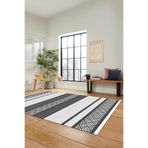 Evdeya Modern Kilim Desenli Dijital Kaymaz Taban Yıkanabilir Yolluk Mutfak Salon Halısı MODERN-18, Beyaz, 40 x 60