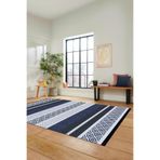 Evdeya Modern Kilim Desenli Dijital Kaymaz Taban Yıkanabilir Yolluk Mutfak Salon Halısı MODERN-18, Lacivert, 120 x 250
