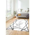 Evdeya Modern Mermer Desenli Dijital Kaymaz Taban Yıkanabilir Yolluk Koridor Salon Halısı MERMER-15, Siyah, 100 x 300
