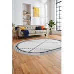 Evdeya Renkli Modern Kilim Desenli Dijital Kaymaz Taban Yıkanabilir Oval Yolluk Salon Halısı O-MODERN-76, Gri, 120 x 180