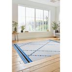 Evdeya Renkli Modern Kilim Desenli Dijital Kaymaz Taban Yıkanabilir Yolluk Mutfak Salon Halısı MODERN-76, Mavi, 160 x 230