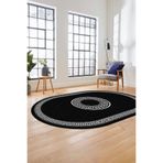 Evdeya Sade Tasarım Çerçeve Desenli Modern Yıkanabilir Mutfak Oval Salon Halısı O-ÇERÇEVELİ-12, Antrasit, 120 x 250