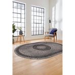 Evdeya Sade Tasarım Çerçeve Desenli Modern Yıkanabilir Mutfak Oval Salon Halısı O-ÇERÇEVELİ-12, Gri, 180 x 300