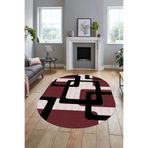Evdeya Şık Baskılı Kaymaz Taban Yıkanabilir Modern Oval Yolluk Koridor Mutfak Salon Halısı O-MODERN-40, Bordo, 100 x 250