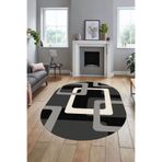 Evdeya Şık Baskılı Kaymaz Taban Yıkanabilir Modern Oval Yolluk Koridor Mutfak Salon Halısı O-MODERN-40, Gri, 80 x 200