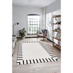 Evdeya Yeni Şık Tasarım Yıkanabilir Kaymaz Taban Çerçeveli Yolluk Mutfak Salon Halısı ÇERÇEVELİ-40, Beyaz, 120 x 250