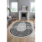 Evdeya Yeni Tarz Çerçeve Desen Modern Yıkanabilir Yolluk Mutfak Oval Salon Halısı O-ÇERÇEVELİ-15, Gri, 100 x 300