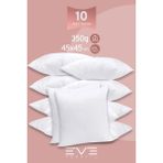 Eve Tekstil 10 Adet Throw Serisi Antialerjik Silikon Elyaf Dolgulu Kırlent Iç Kare Yastık 45 x 45 cm 350GR - Beyaz