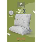 Eve Tekstil 2 Adet Bamboo Gri Serisi Kılıflı Fermuarlı Yıkanabilir Antialerjik Silikon Elyaf Yastık 50x70cm 800 Gr Beyaz