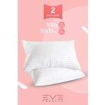 Eve Tekstil 2 Adet Çizgili Saten Fermuarlı Antialerjik Yıkanabilir Nano Elyaf Yüksek Dolgulu Yastık 900 gr