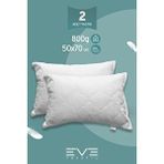 Eve Tekstil 2 Adet Diamant Plus Kılıflı Fermuarlı Yıkanabilir Antialerjik Silikon Elyaf Yastık 50x70cm 800 gr Beyaz