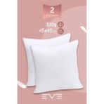 Eve Tekstil 2 Adet Throw Serisi Antialerjik Silikon Elyaf Dolgulu Kırlent Iç Kare Yastık 45 x 45 cm 350GR - Beyaz