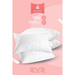 Eve Tekstil 4 Adet Çizgili Saten Fermuarlı Antialerjik Yıkanabilir Silikon Elyaf Yüksek Dolgulu Yastık 900 gr