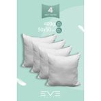 Eve Tekstil 4 Adet Diamant Plus Kare Kırlent Yıkanabilir Antialerjik Silikon Elyaf Yastık 40 x 40 cm 400 gr - 50 x 70 cm - Beyaz