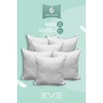 Eve Tekstil 6 Adet Diamant Plus Kare Kırlent Yıkanabilir Antialerjik Silikon Elyaf Yastık 40 x 40 cm 400 gr - 50 x 70 cm - Beyaz