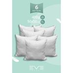 Eve Tekstil 6 Adet Diamant Plus Kare Kırlent Yıkanabilir Antialerjik Silikon Elyaf Yastık 40x40cm 400 Gr Beyaz