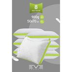 Eve Tekstil 8 Adet Yeşil Serisi Kılıflı Fermuarlı Klimali Antialerjik Silikon Nano Elyaf Yastık 50x70cm Beyaz