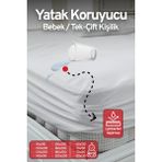 Eve Tekstil Fitted Pamuklu Bebek / Tek / Çift Kişilik Sıvı Geçirmez Yatak Koruyucu Lastikli Çarşaf Alez - 180 x 200 cm - Beyaz