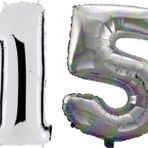 EveFix 15 Yaş Sayı Folyo Balon Gümüş 90 Cm
