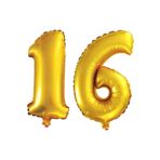 EveFix 16 Yaş Sayı Folyo Balon Altın 90 Cm
