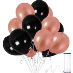 EveFix 20 Adet Rose Gold, Siyah Balon Konsepti-uçan Balon