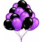EveFix 50 Adet Metalik Sedefli Uçan Balon Mor-siyah Karışık Balon