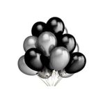 EveFix 50 Adet Metalik Sedefli Uçan Balon (siyah -gümüş Karışık) Balon