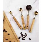 Evefix Ahşap Saplı Vintage 4’lü Ölçüm Kabı,ölçü Kaşığı Seti