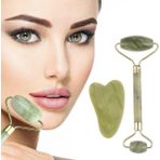 Evefix Çift Taraflı 2li Cilt Yüz Masaj Aleti Jade Roller Yeşim Taşı Seti