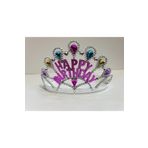 EveFix Gümüş Renk Happy Birthday Yazılı Doğum Günü Tacı 60 Cm