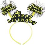 EveFix Happy Birthday Yazılı Püsküllü Neon Sarı Renk Doğum Günü Tacı