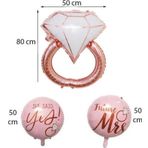 EveFix Tek Taş Yüzük Rose Gold Folyo Balon Seti