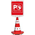 Evelux Petrol Ofisi Logo Çift Taraf Baskı Trafik Koni Seti