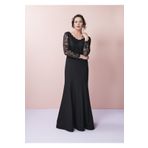Even Plus Size - Büyük Beden Kadın Giyim Kadın Siyah Dantel Detaylı Büyük Beden Abiye Elbise